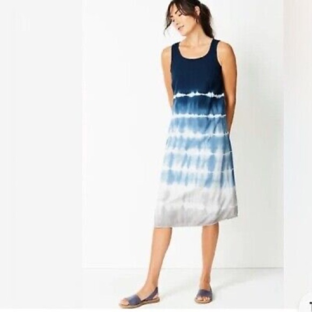 Pure Jill Sleeveless Blue and Gray Tye Dye Dress Size Medium